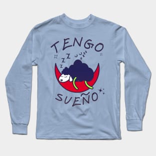 In Spanish: I'm very sleepy! It doesn't give me life! Funny phrase in Spanish with sheep sleeping. Long Sleeve T-Shirt